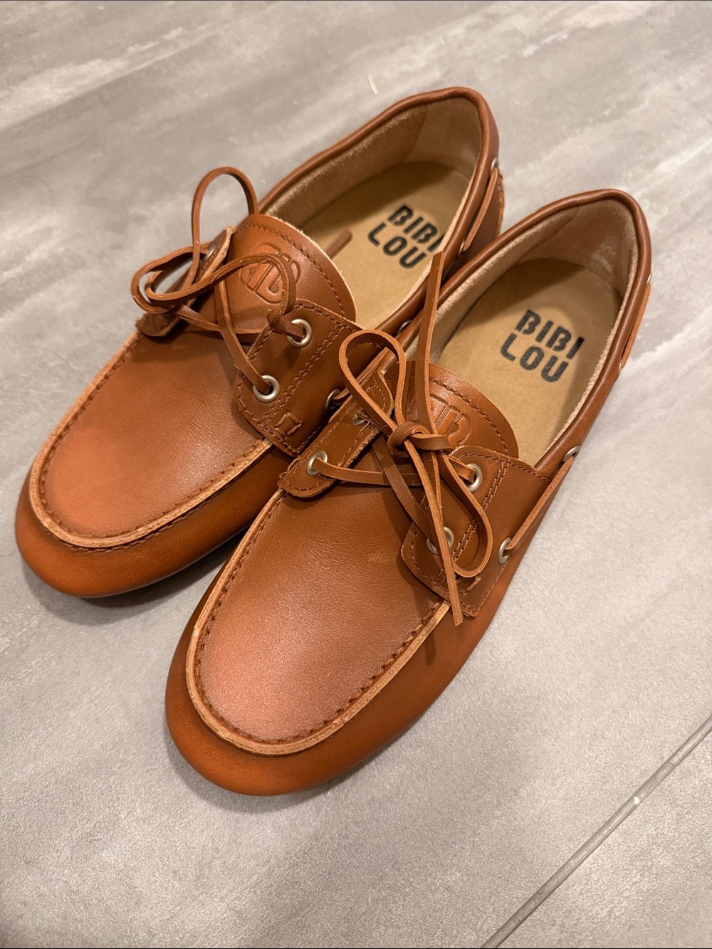 Bibi Lou Women’s Tan Leather Boat Loafers